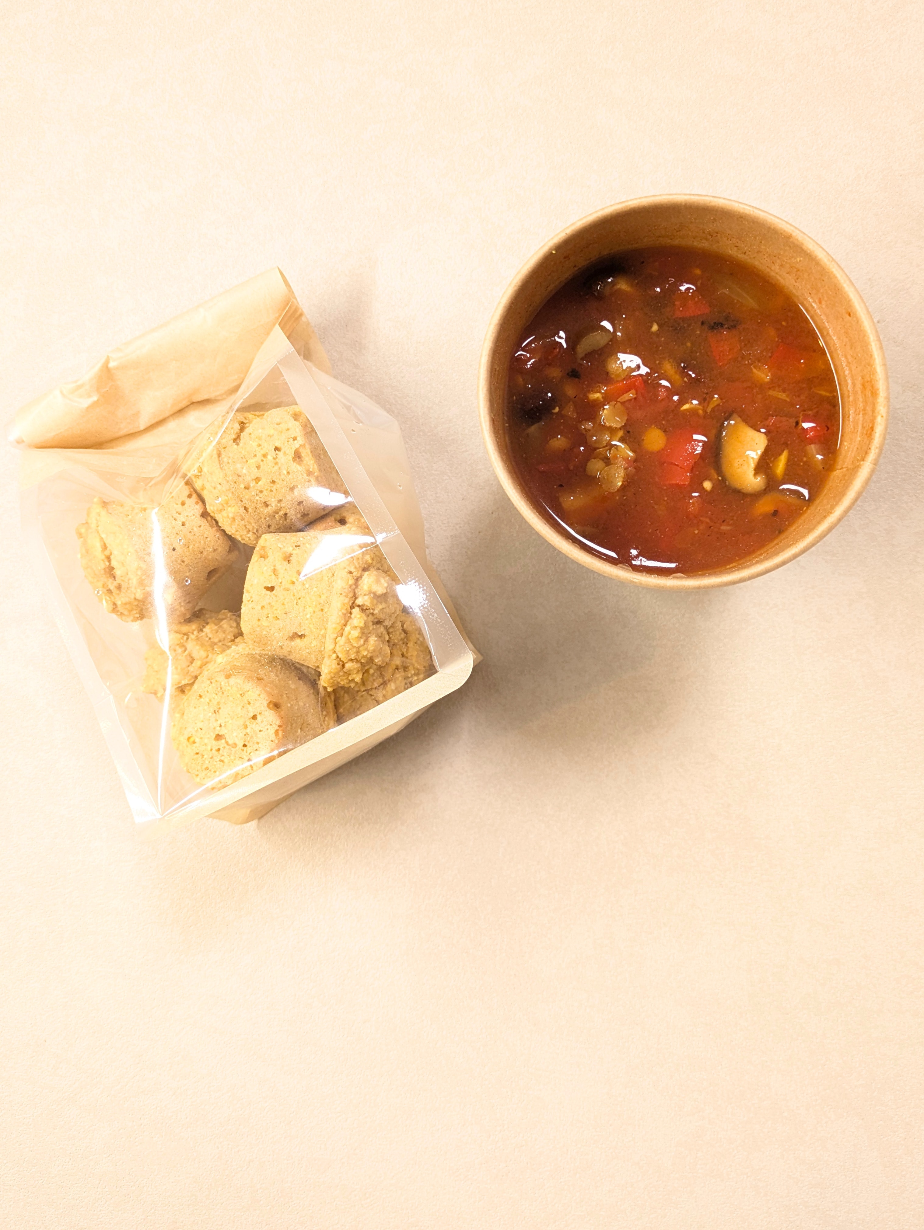 Three Bean Chili with Cornbread Muffin